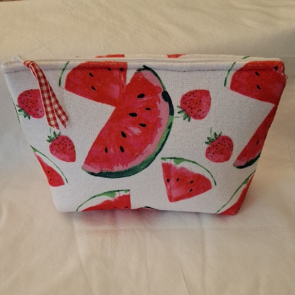 Handmade Cosmetic Bag with Playful Fruit Print